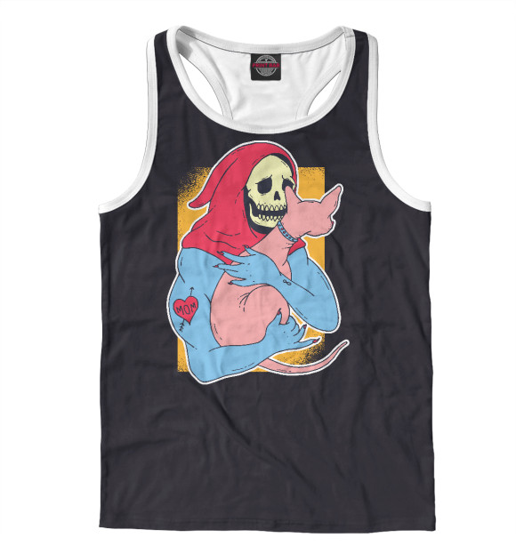 Мужская майка-борцовка с изображением Скелетор с котом цвета Белый