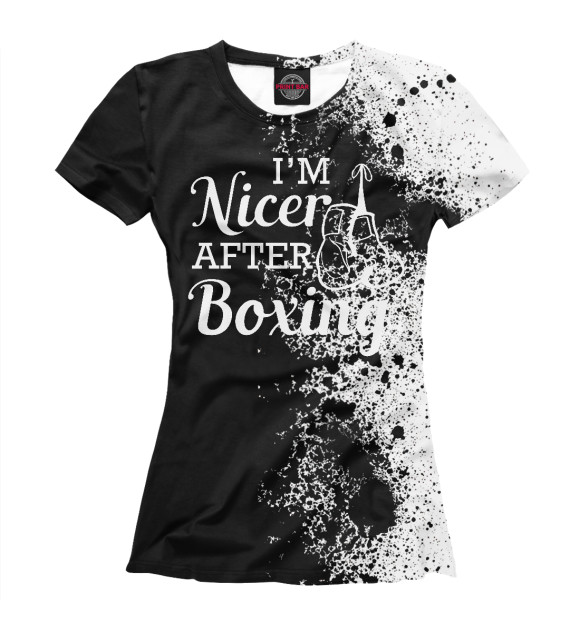 Женская футболка с изображением Boxer - I'm Nicer after box цвета Белый