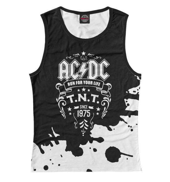 Майка для девочки с изображением AC/DC цвета Белый