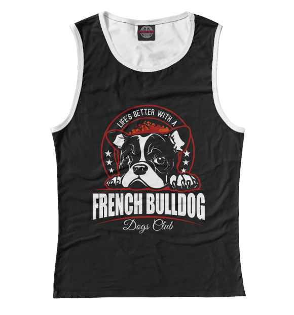 Майка для девочки с изображением Французский бульдог цвета Белый