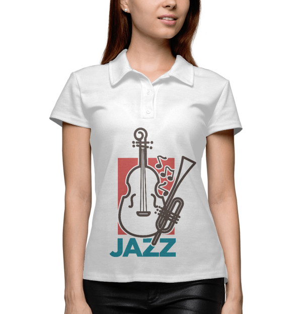 Женское поло с притом Jazz цвета Белый Женское поло с изображением Jazz цвета Белый