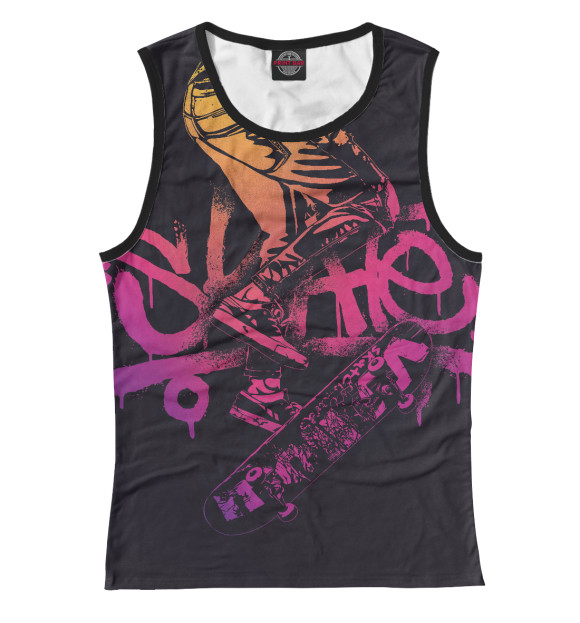 Майка для девочки с изображением Розовое Скейт Граффити цвета Белый