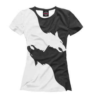 Женская футболка Инь ян волк