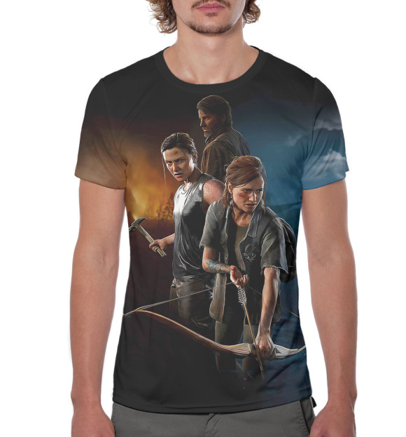 Мужская футболка с изображением Элли, Эбби и Джоэл цвета Белый