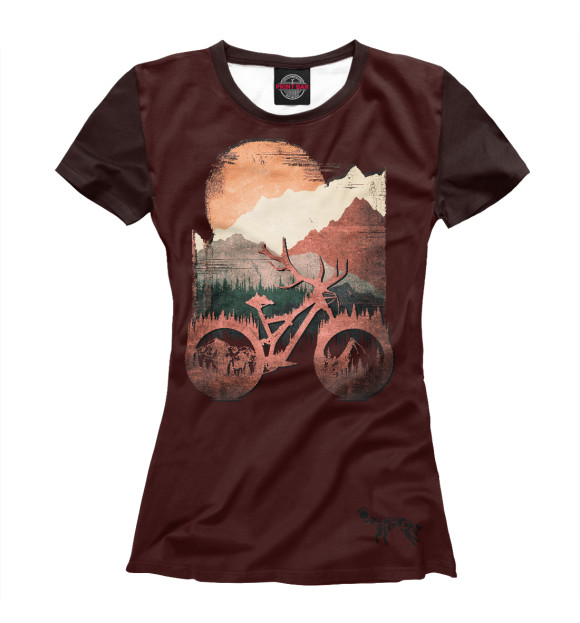 Женская футболка с изображением Enduro deer bike цвета Белый