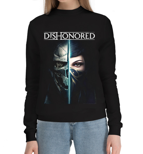 Женский хлопковый свитшот с изображением Dishonored цвета Черный