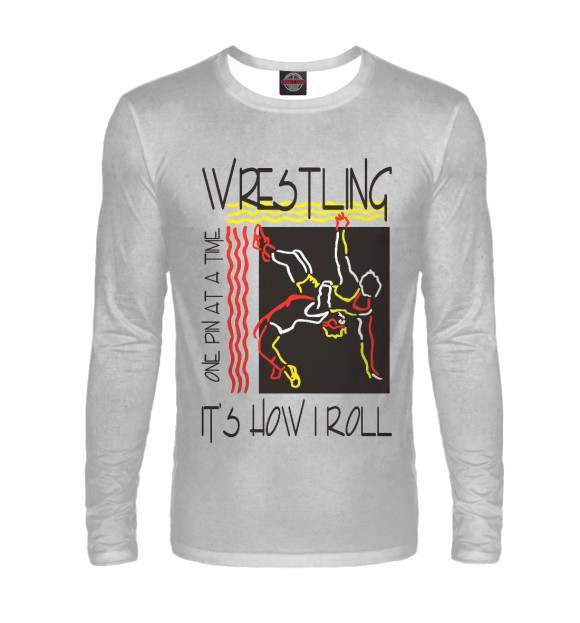 Мужской лонгслив с изображением Wrestling цвета Белый