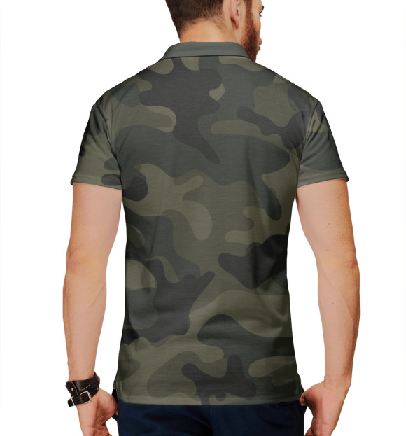 Мужское поло с изображением Камуфляж безумный охотник цвета Белый