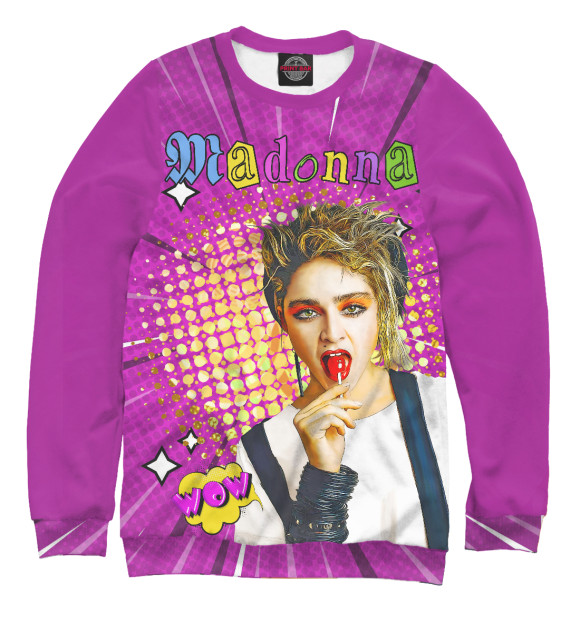 Мужской свитшот с изображением Madonna 80s Pop Art цвета Белый