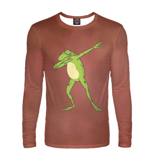 Мужской лонгслив с изображением Dabbing Frog цвета Белый