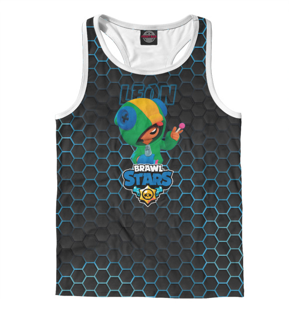 Мужская майка-борцовка с изображением Леон. Brawl Stars цвета Белый