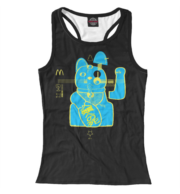 Женская майка-борцовка с изображением Maneki-neko цвета Белый