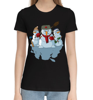 Женская хлопковая футболка Уличные боевые снеговики