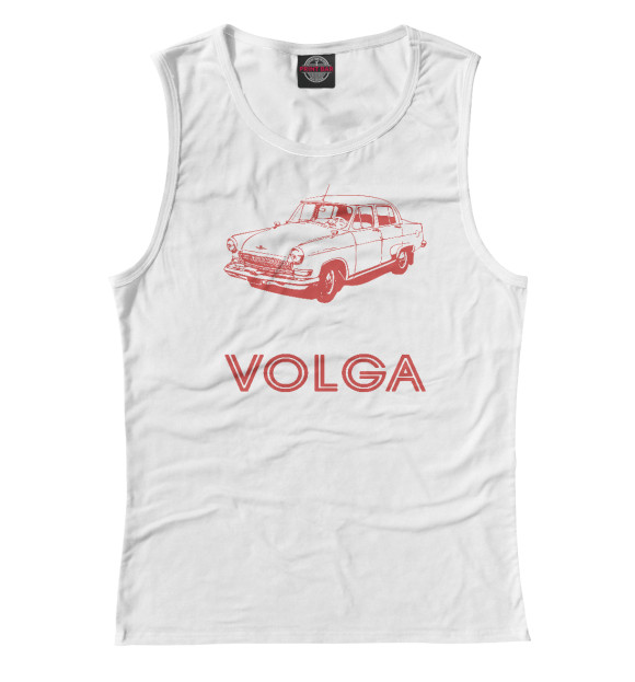 Женская майка с изображением VOLGA цвета Белый