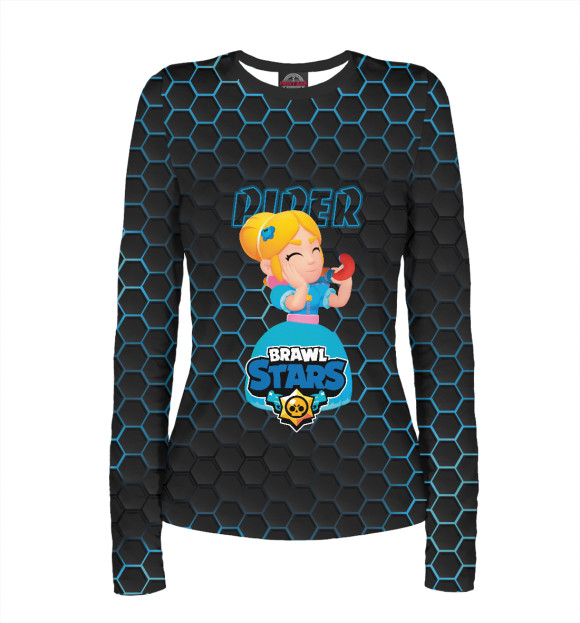 Женский лонгслив с изображением Пайпер. Brawl Stars цвета Белый