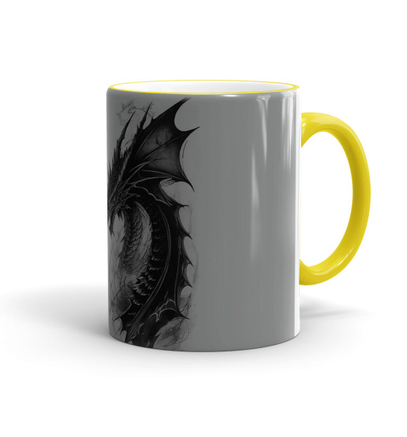 Кружка с изображением Серый Дракон цвета желтый