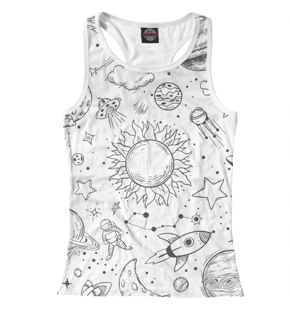 Женская майка-борцовка с изображением Space цвета Белый