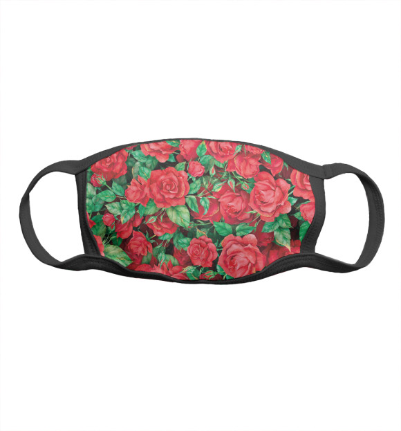 Маска тканевая с изображением Букет алых роз цвета Белый
