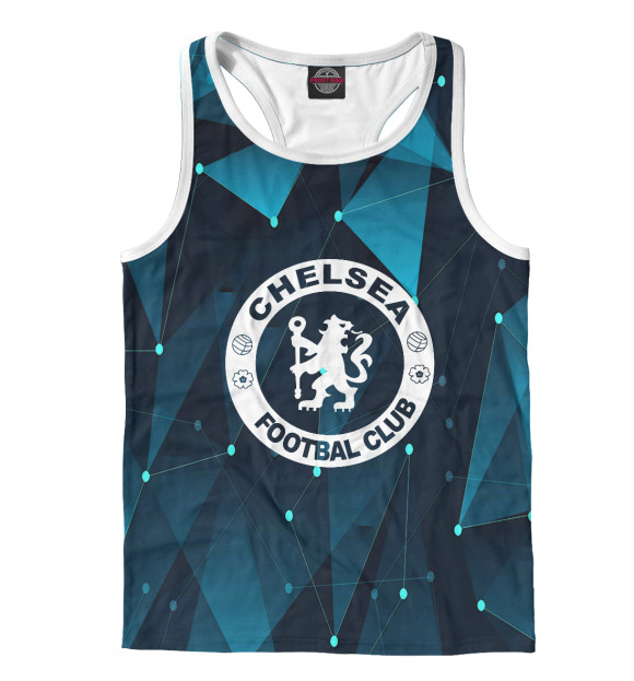 Мужская майка-борцовка с изображением Chelsea / Челси цвета Белый