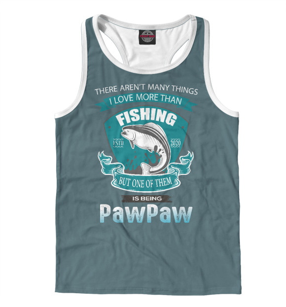 Мужская майка-борцовка с изображением Рыбалов цвета Белый