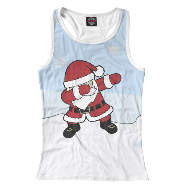 Женская майка-борцовка с изображением Дед Мороз цвета Белый