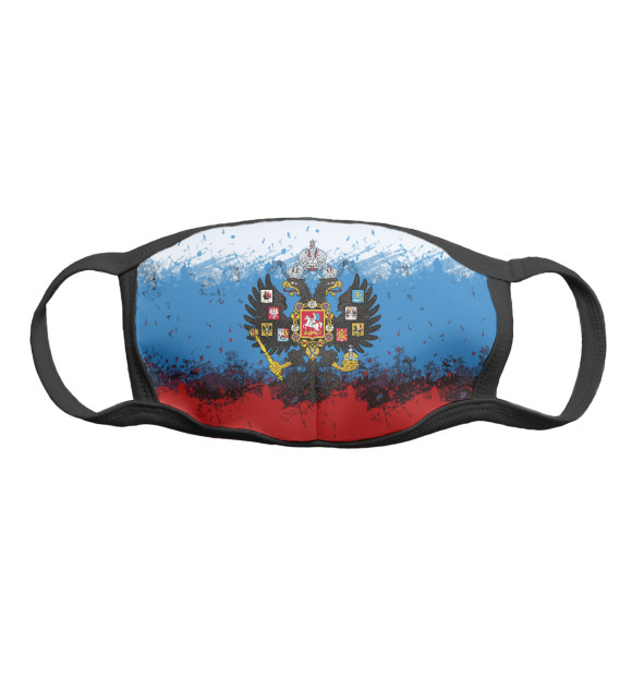 Маска тканевая с изображением Русский мир | Герб + краски цвета Белый