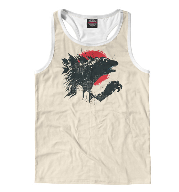 Мужская майка-борцовка с изображением Годзилла цвета Белый