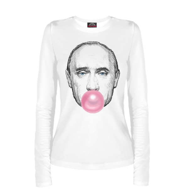 Женский лонгслив с изображением Putin bubble цвета Белый