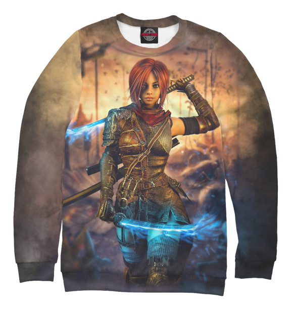 Мужской свитшот с изображением Holy Warrior Elina цвета Белый