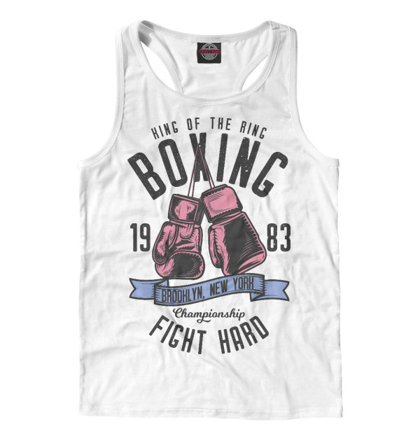 Мужская майка-борцовка с изображением Бокс1983 цвета Белый