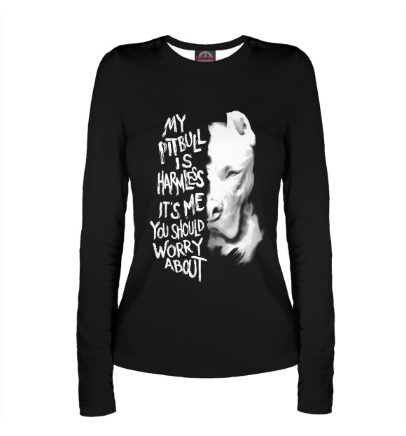 Женский лонгслив с изображением My Pitbull Is Harmless Quot цвета Белый