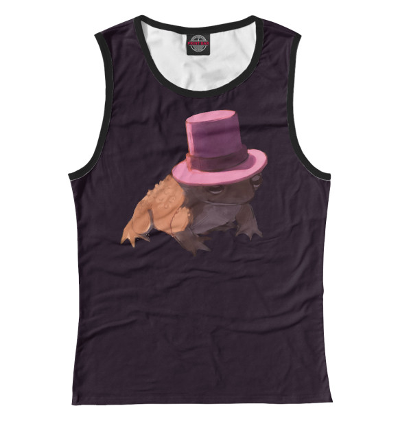 Женская майка с притом Жаба цвета Белый Женская майка с изображением Жаба цвета Белый