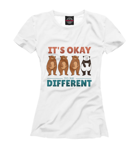Женская футболка с изображением Be different цвета Белый
