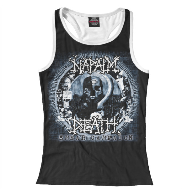 Женская майка-борцовка с притом Napalmdeath цвета Белый Женская майка-борцовка с изображением Napalmdeath цвета Белый