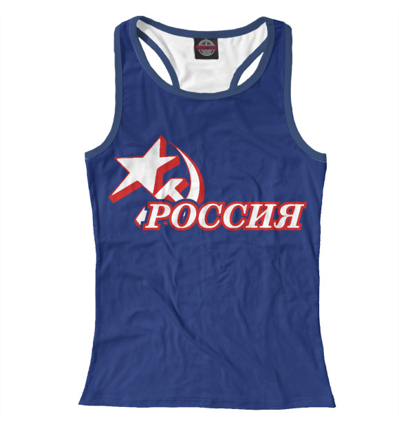 Женская майка-борцовка с изображением Герб России (красный) цвета Белый