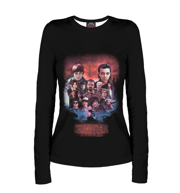 Женский лонгслив с изображением Очень странные дела цвета Белый