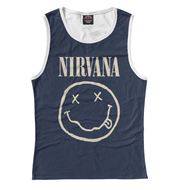 Женская майка с притом Nirvana цвета Белый Женская майка с изображением Nirvana цвета Белый