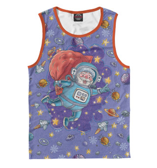 Майка для мальчика Дед Мороз космонавт в открытом космосе