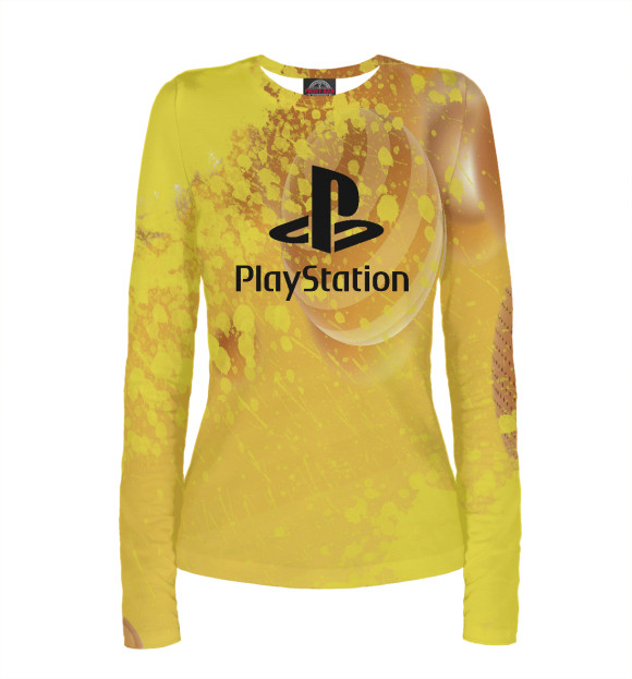 Женский лонгслив с притом Playstation цвета Белый Женский лонгслив с изображением Playstation цвета Белый