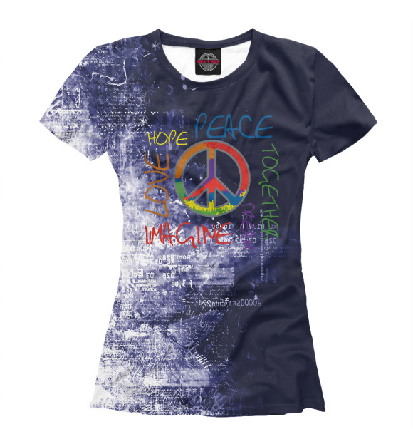Женская футболка с изображением Retro Peace цвета Белый