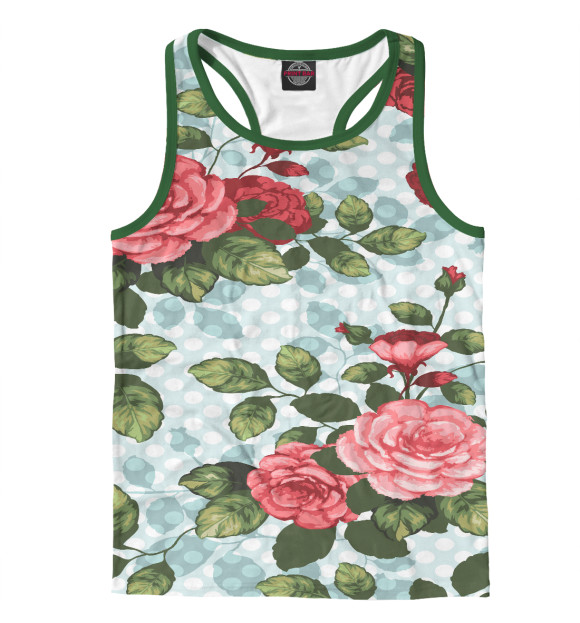 Мужская майка-борцовка с изображением Розы паттерн цвета Белый