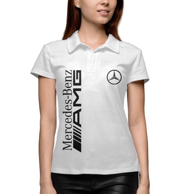 Женское поло с изображением Mersedes-Benz AMG цвета Белый