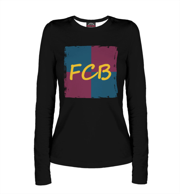 Женский лонгслив с изображением FC Barcelona цвета Белый
