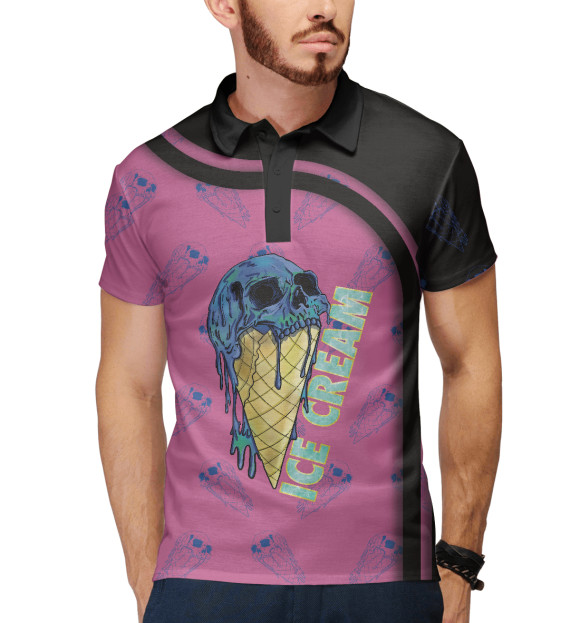 Мужское поло с изображением Skull Ice Cream цвета Белый