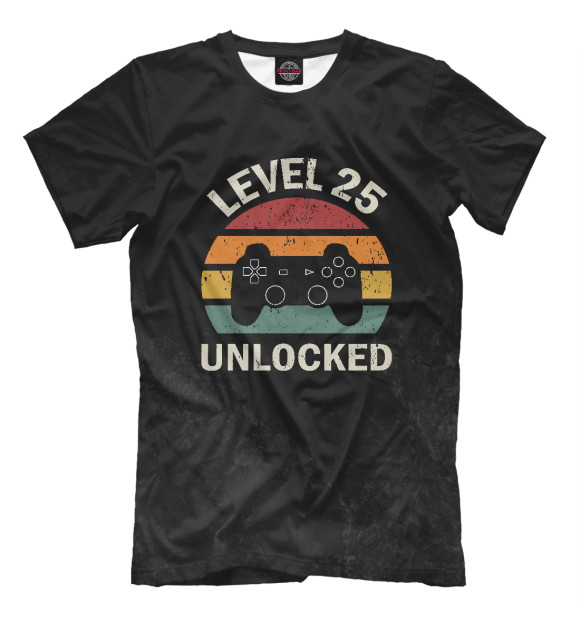 Мужская футболка с изображением Level 25 unlocked цвета Белый