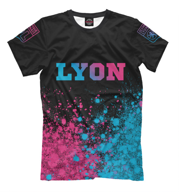 Мужская футболка с изображением Lyon Neon Gradient цвета Белый