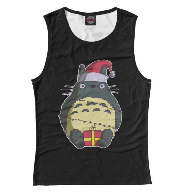 Майка для девочки с изображением New Year Totoro цвета Белый