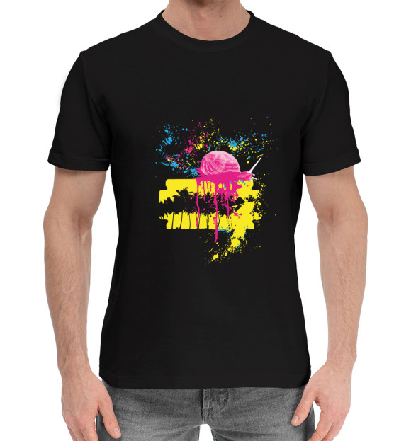 Мужская хлопковая футболка с изображением Улитка цвета Черный