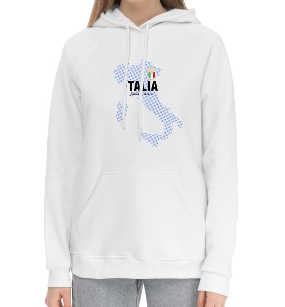 Женский хлопковый худи с изображением Италия цвета Белый
