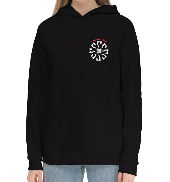 Женский хлопковый худи с изображением Валькирия и топоры цвета Черный